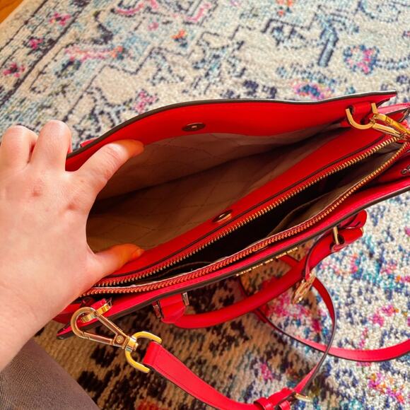 MICHAEL KORS Saffiano Leather Hope Large Satchel in Flame ❤️‍🔥 - Picture 6 of 11